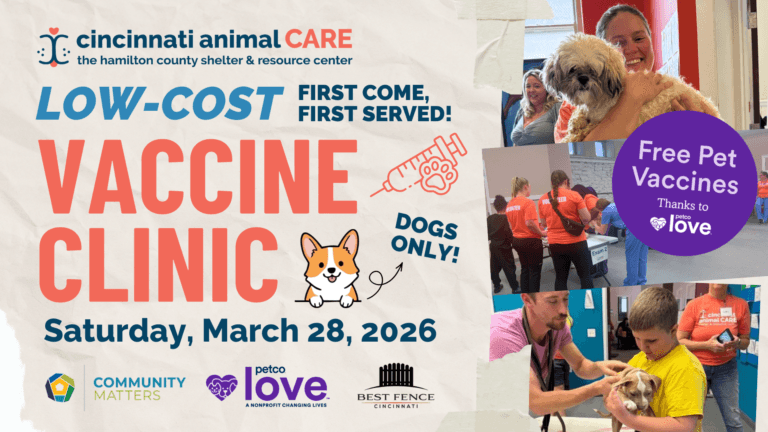 Petco Love and Cincinnati Animal CARE Distribute Free Pet Vaccines in Cincinnati Area at low cost vaccine clinic