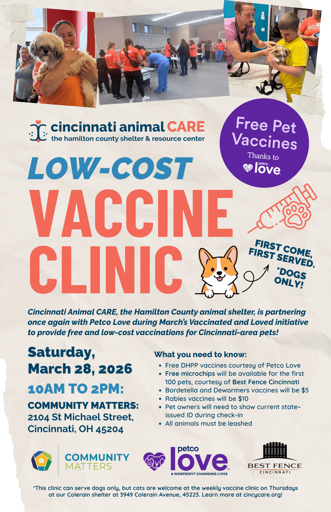 Petco Love and Cincinnati Animal CARE Distribute Free Pet Vaccines in Cincinnati Area