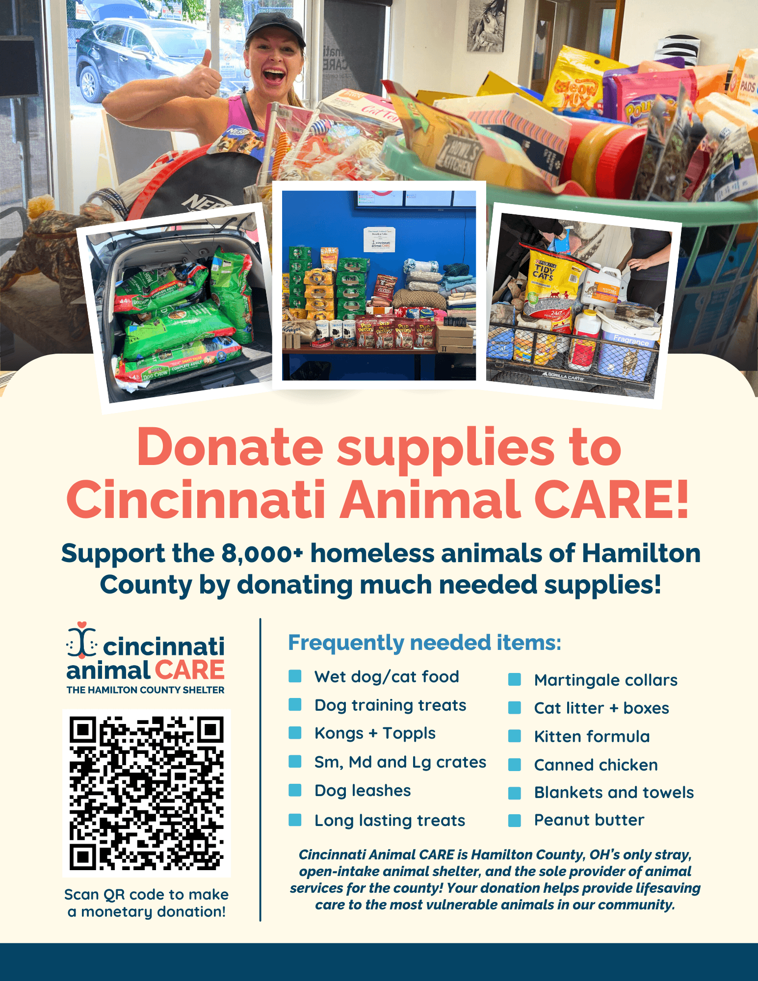 host a donation drive for cincinanti animal care