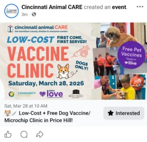 Petco Love and Cincinnati Animal CARE Distribute Free Pet Vaccines in Cincinnati Area at low cost vaccine clinic