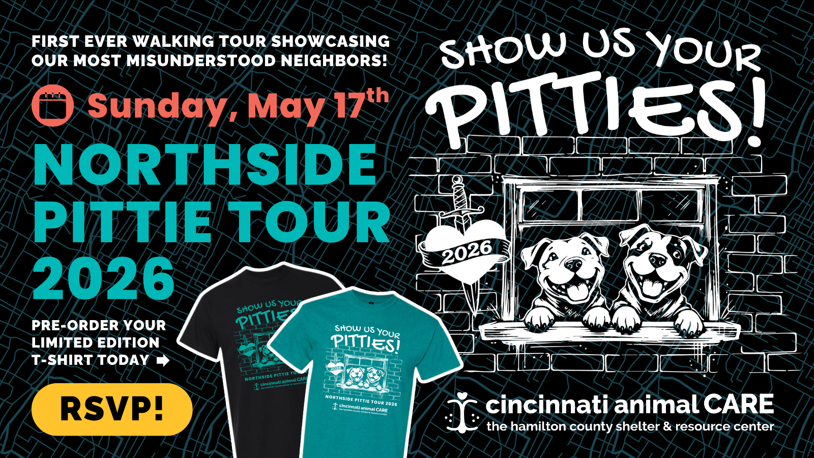 event graphic highlighting northside pittie tour 2027 on may 17 in northside cincinnati
