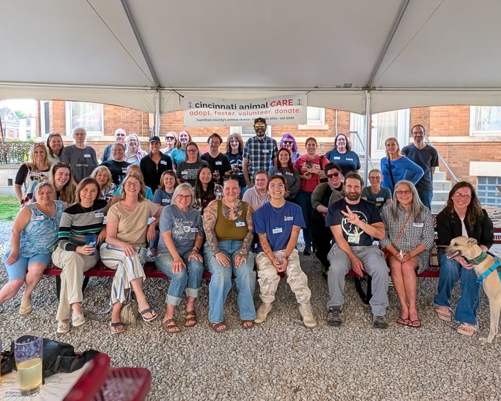 group photo at cincinnati animal care spring volunteer appreciaiton party