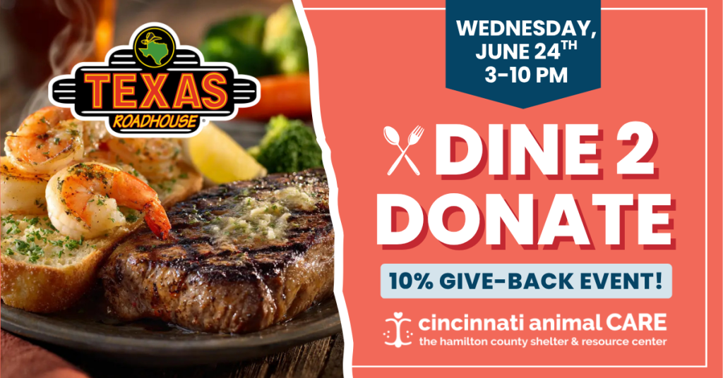 event graphic featuring a 10% give back event at texas roadhouse west chester on june 24 from 3-10pm