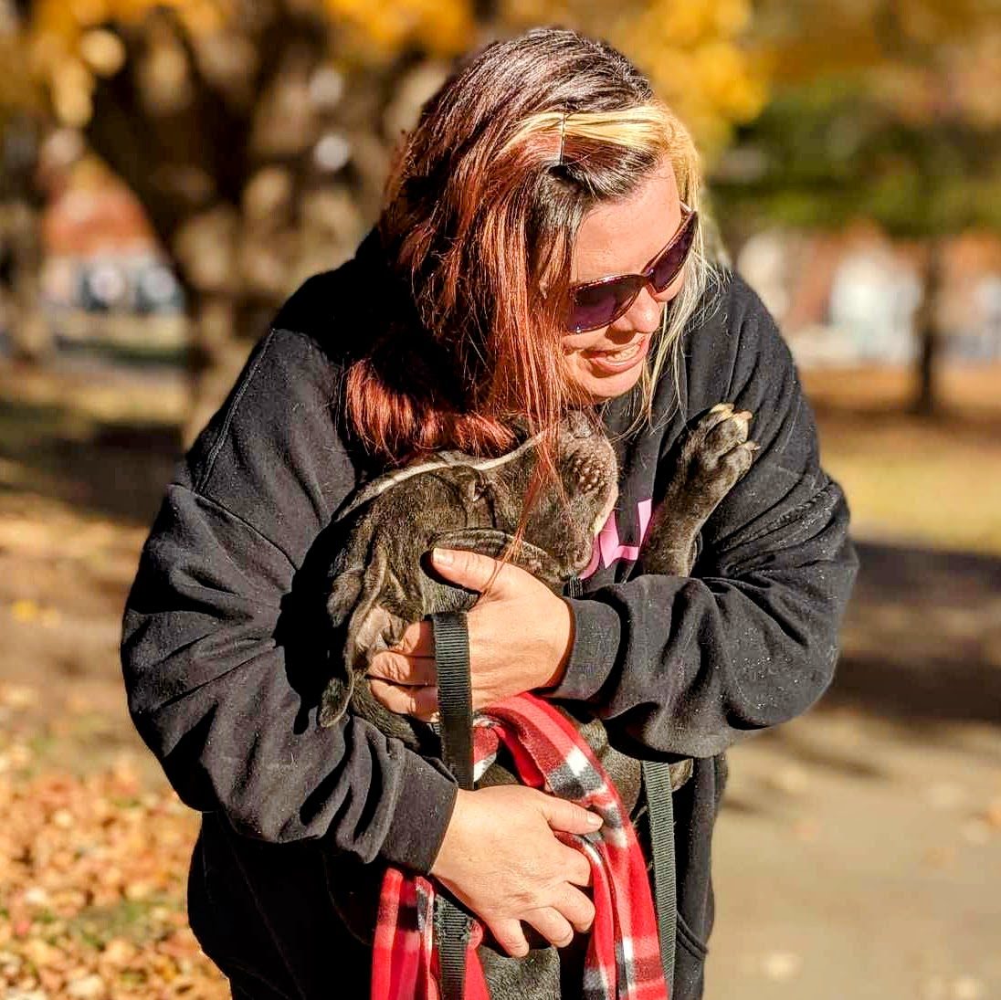 foster dog mom with a dog